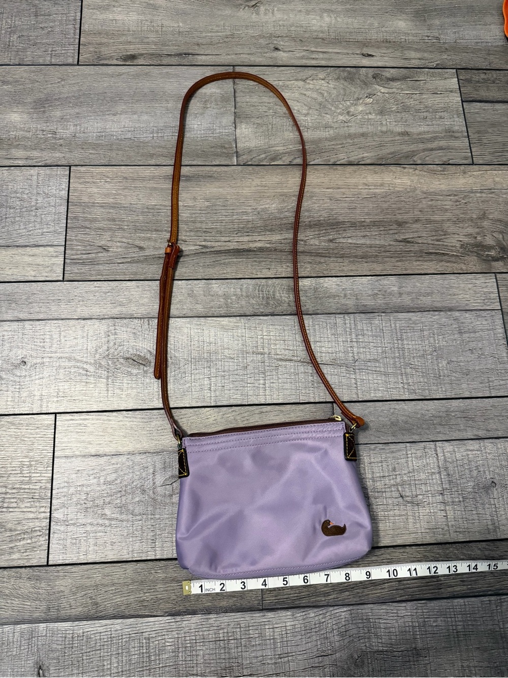 Dooney & Bourke Lavender Crossbody Bag with Brown Strap